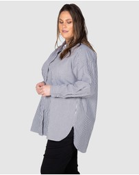 Love Your Wardrobe - Leah Stripe Curved Hem Over Shirt