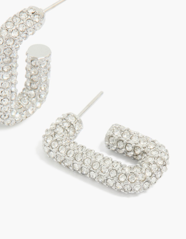 Lovisa - Waterproof Stainless Steel Cubic Zirconia Pave Rectangle Hoop Earrings