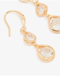 Lovisa - Gold Plated Double Cubic Zirconia Hook Earrings