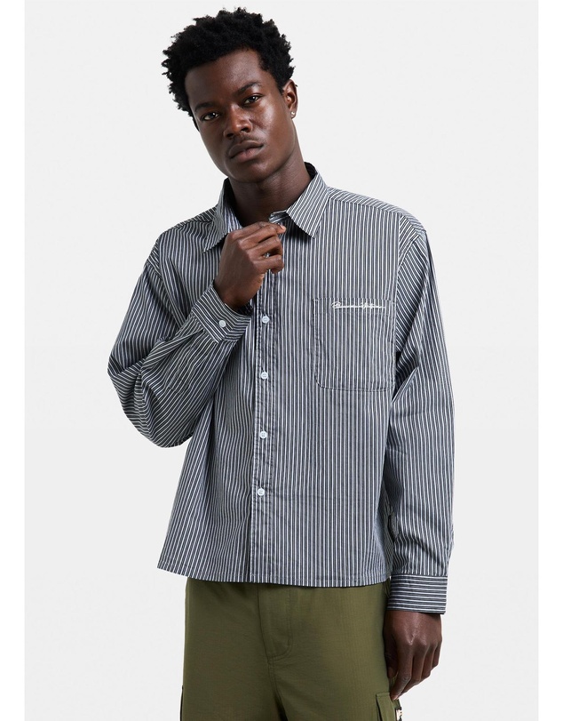 Black Noise White Rain - Miami Striped Long Sleeve Shirt