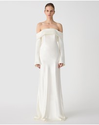 MISHA - Bianca Off Shoulder Long Sleeve Gown