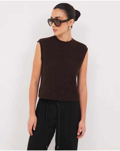 Calli - Bron Round Neck Knit Vest Top