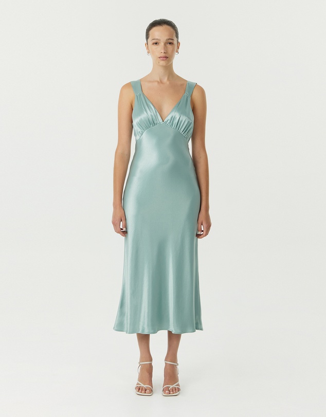Third Form - Satin Gather Bra Bias Slip Dress