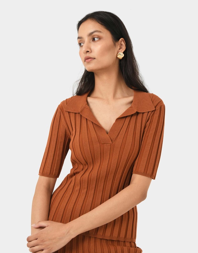 Forcast - Manhattan Polo Knit Top