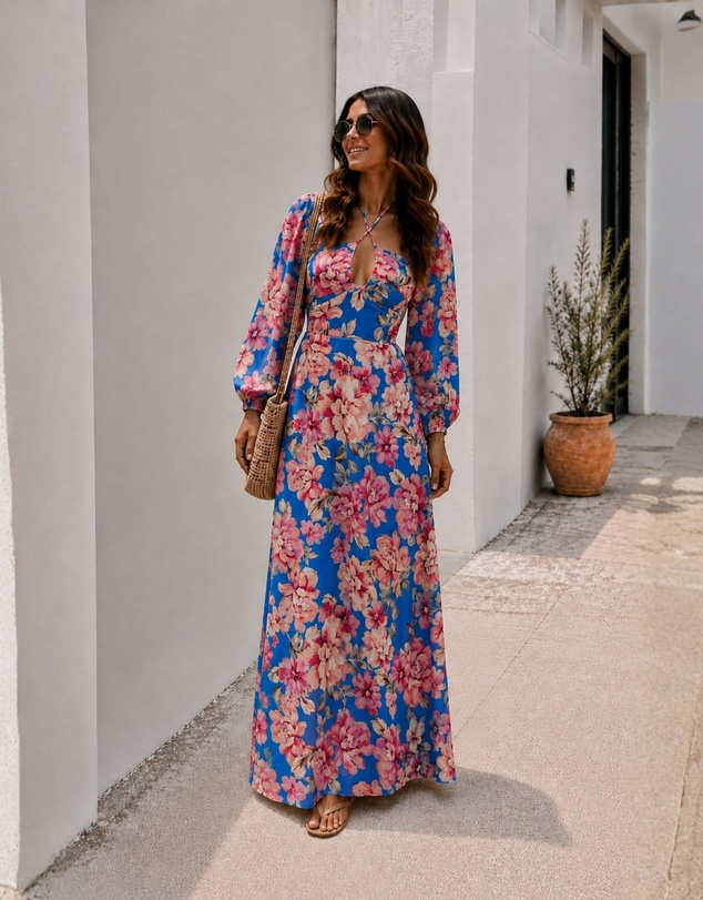 Esther & Co - Ezmeralda Dress - Cobalt Blossom