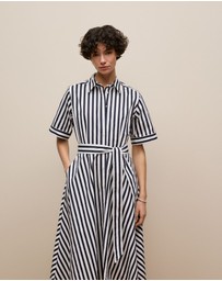 Trenery - Cotton Poplin Stripe Shirt Dress in Night Sky