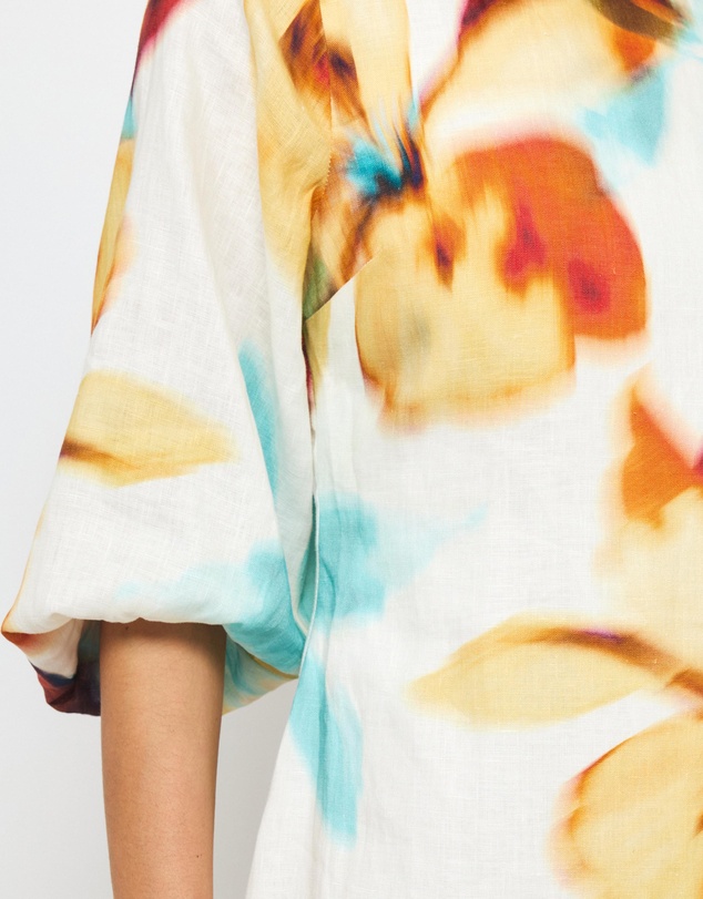 AERE - Emia Sleeved Linen Mini Dress