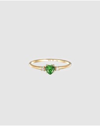 Elli Jewelry - Ring Heart Green Zirconia 925 Sterling Silver Gold-plated
