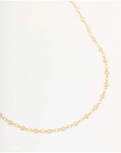 Lovisa - Gold Plated Station Flat Crystal Necklace
