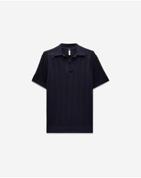 Calibre - Self Stripe Mesh Knit Polo Navy