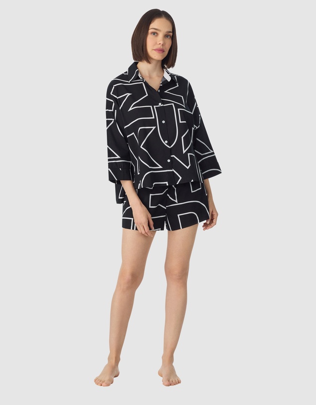 DKNY - Woven Cotton & Viscose Button Up Short Pyjama Set