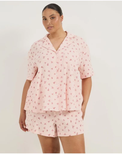 Atmos&Here Curvy - Bow Short Sleeve Pyjama Set