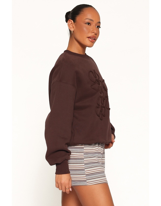 Petal & Pup - Harlie Embroidered Sweatshirt - Chocolate Brown