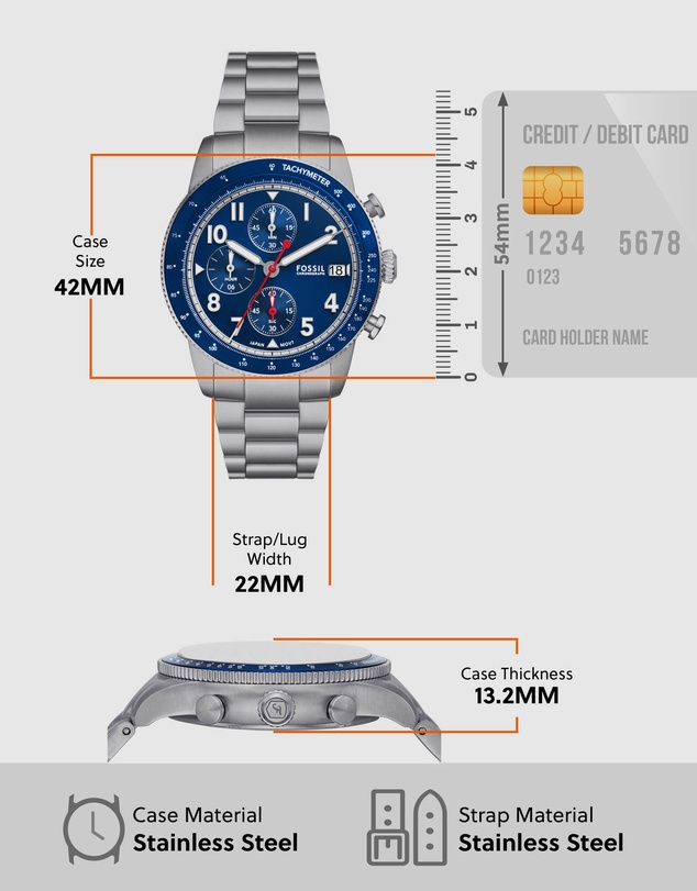 Fossil - Sport Tourer Silver Tone Chronograph Watch