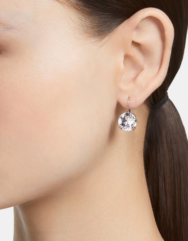 Swarovski - Millenia drop earrings, Round cut, White, Rhodium plated