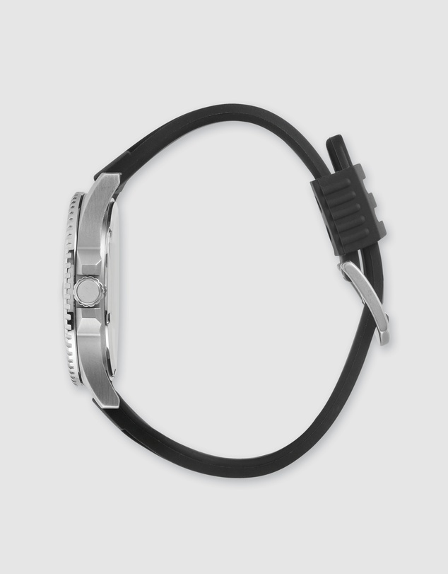 Maxum - Prince Black Dial & Silicone Band & Silver Tone Case