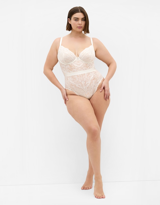 City Chic - Plus Size Josephine Bodysuit - ivory