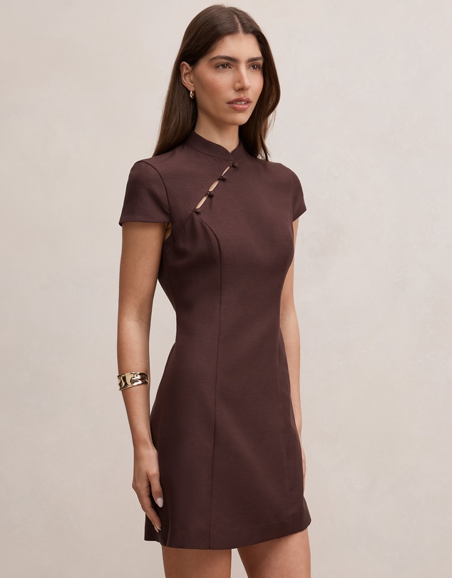 Forever New - Jessie Asymmetric Button Collar Mini Dress