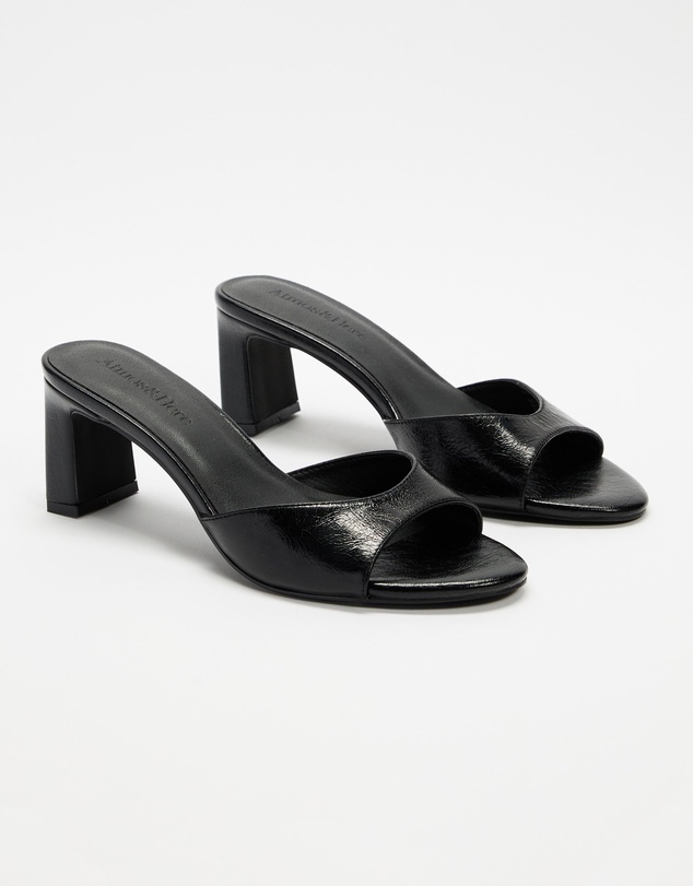 Atmos&Here - Hazel Crinkle Leather Peep Toe Heels