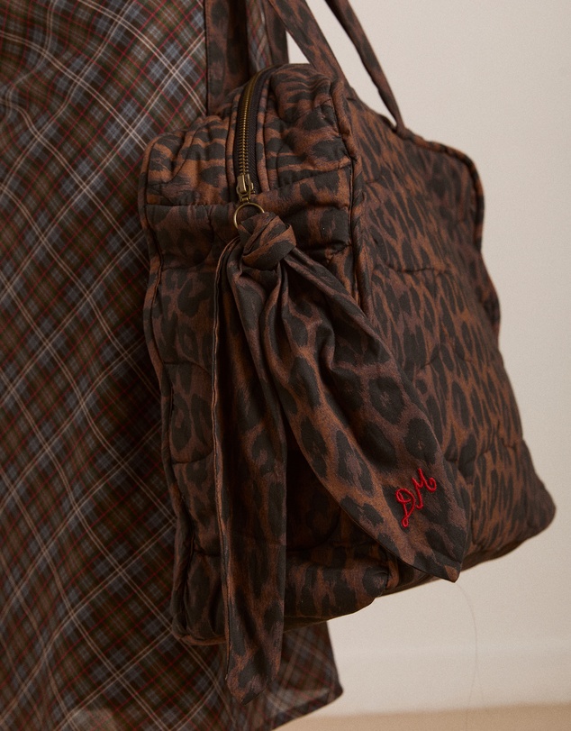 Damson Madder - Dark Leopard Quilted Tote Bag