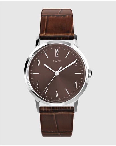 TIMEX - Marlin® Hand Wind 34mm Leather Strap Watch