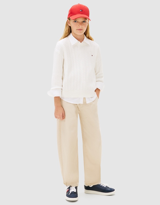 Tommy Hilfiger - Girls Pointelle Cable Knit Relaxed Jumper - Teens