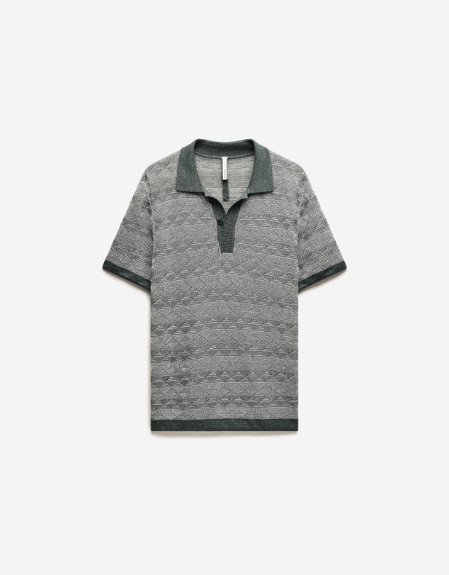 Calibre - Two-Tone Geometric Jacquard Polo Fern