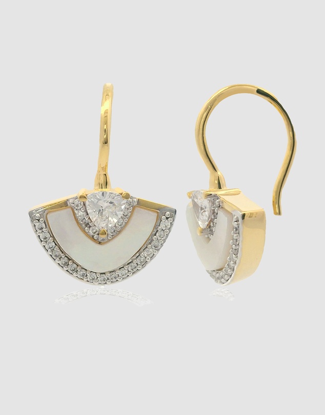 Georgini - Georgini Chic Noel Mother Of Pearl Fan Earrings Gold