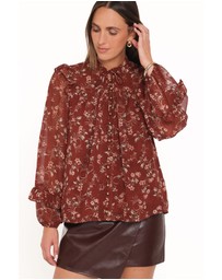 Petal & Pup - Elanira Ruffle Top - Rust Floral