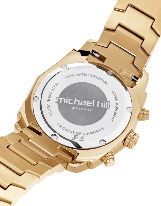 Michael Hill - Men's Solar Chronograph Watch with 0.50 Carat TW of Diamonds in Gold Tone Stainless Steel