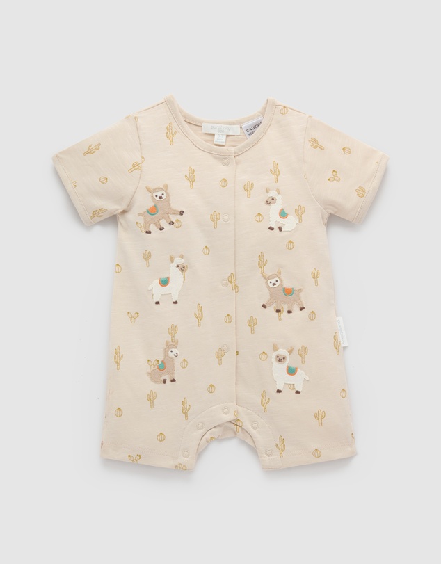 Purebaby - Llama Fiesta Short Growsuit -Kids-Babies