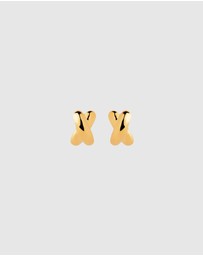 Najo - Bisous Yellow Gold Stud Earrings