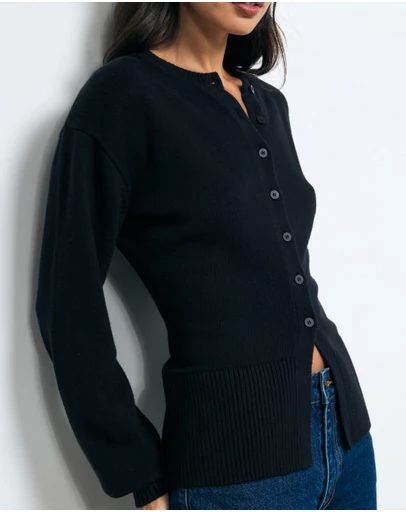 AERE - Bria Cotton Cashmere Blend Waisted Cardigan
