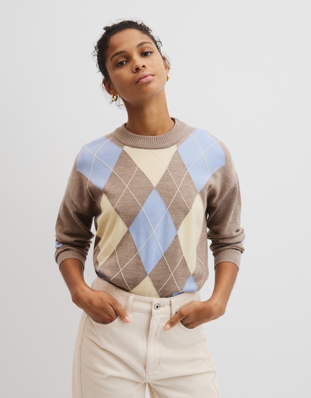 Country Road - Merino Long Sleeve Argyle Knit