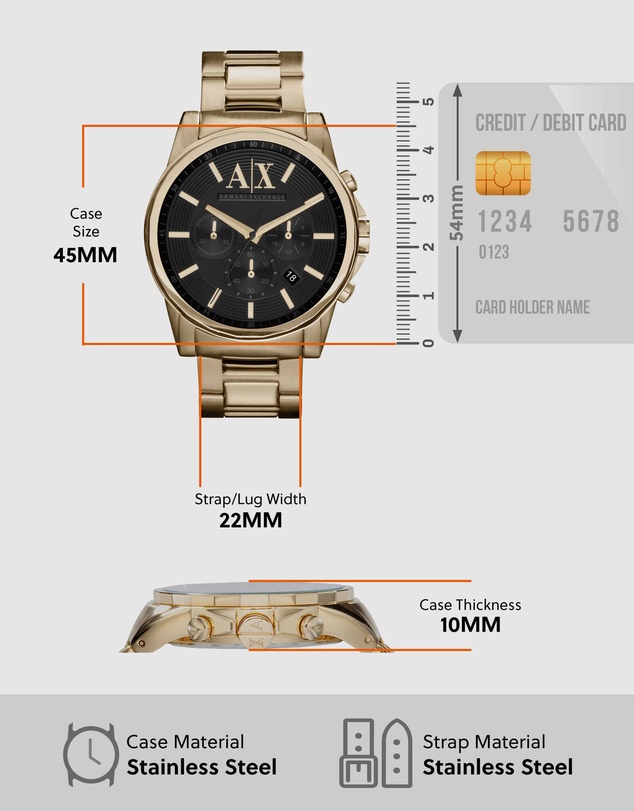 Armani Exchange - Gold Tone Chronograph Watch