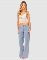 EDIKTED - Cara Sheer Lace Open Back Top