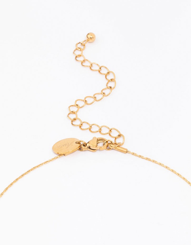 Lovisa - Waterproof Gold Plated Stainless Steel Thin Baguette Round Cubic Zirconia Pendant Necklace
