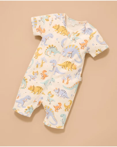 Purebaby - Short Sleeve Zip Growsuit-Kids-Babies