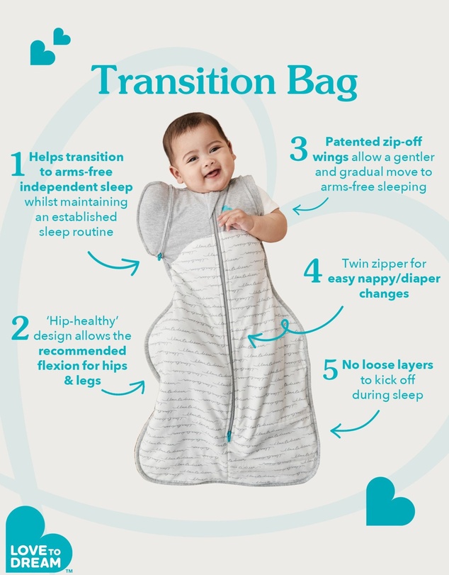 Love to Dream - Transition Bag 0.2 TOG Stretch Cotton You Are My... in Grey