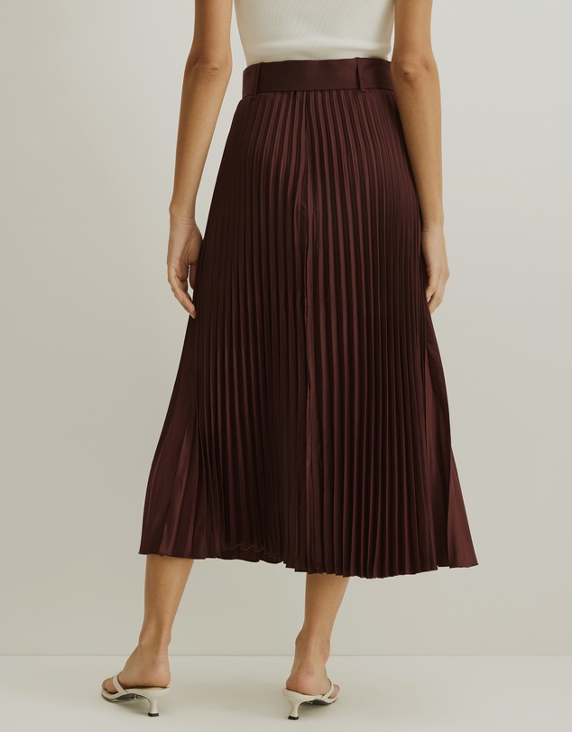 Atmos&Here - Hailey Pleated Belt Midi Skirt