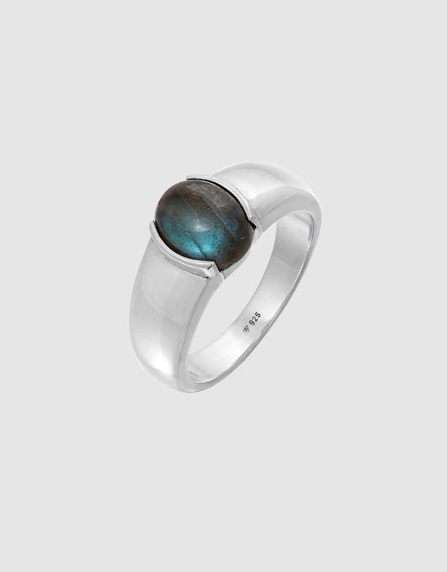 Kuzzoi - ICONIC EXCLUSIVE - Signet Ring with Labradorite in 925 Sterling Silver
