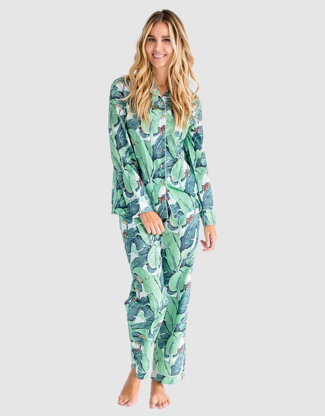 Sant And Abel - Women's Martinique® Green Banana Leaf Long PJ Set