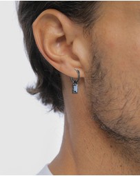 Kuzzoi - ICONIC EXCLUSIVE - Earrings Unisex Square Blue Swarovski® Crystals 925 Sterling Silver
