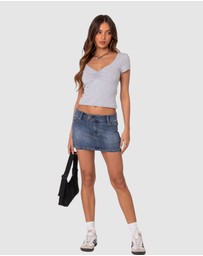 EDIKTED - Ava V Neck Ruched Top