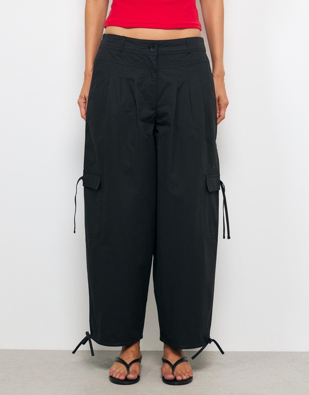 AERE - Cargo Tie Detail Barrel Leg Pants