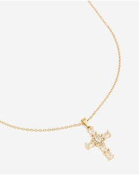 Lovisa - Waterproof Gold Plated Stainless SteeL Cubic Zirconia Statement Cross Necklace