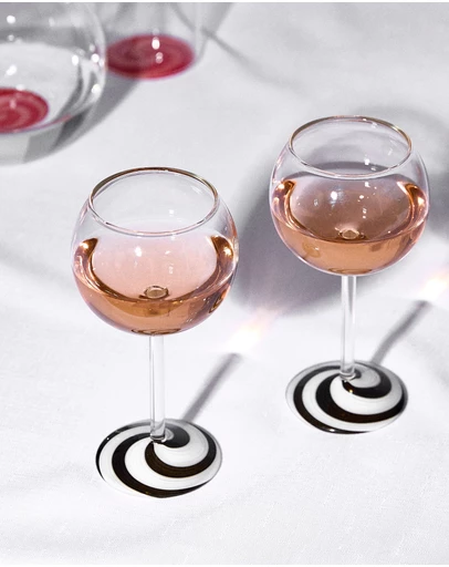Fazeek - Swirl Wine Glasses Black/White