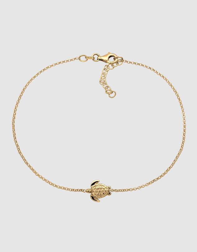 Elli Jewelry - Anklet Turtle 925 Sterling Silver Gold-Plated