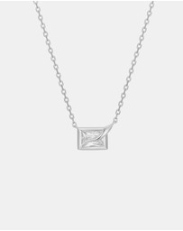 Ania Haie - Silver Sparkling Bezel-Set Cube Necklace
