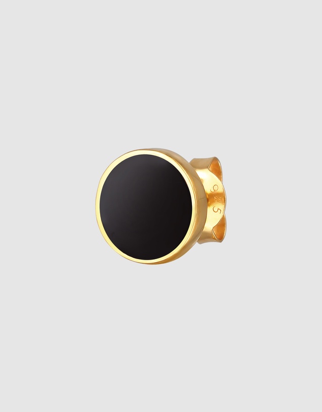 Kuzzoi - ICONIC EXCLUSIVE - Earrings Men Stud Circle Basic Geo with Enamel in 925 Sterling Silver Gold Plated
